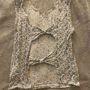 Bow detail open back floral tank